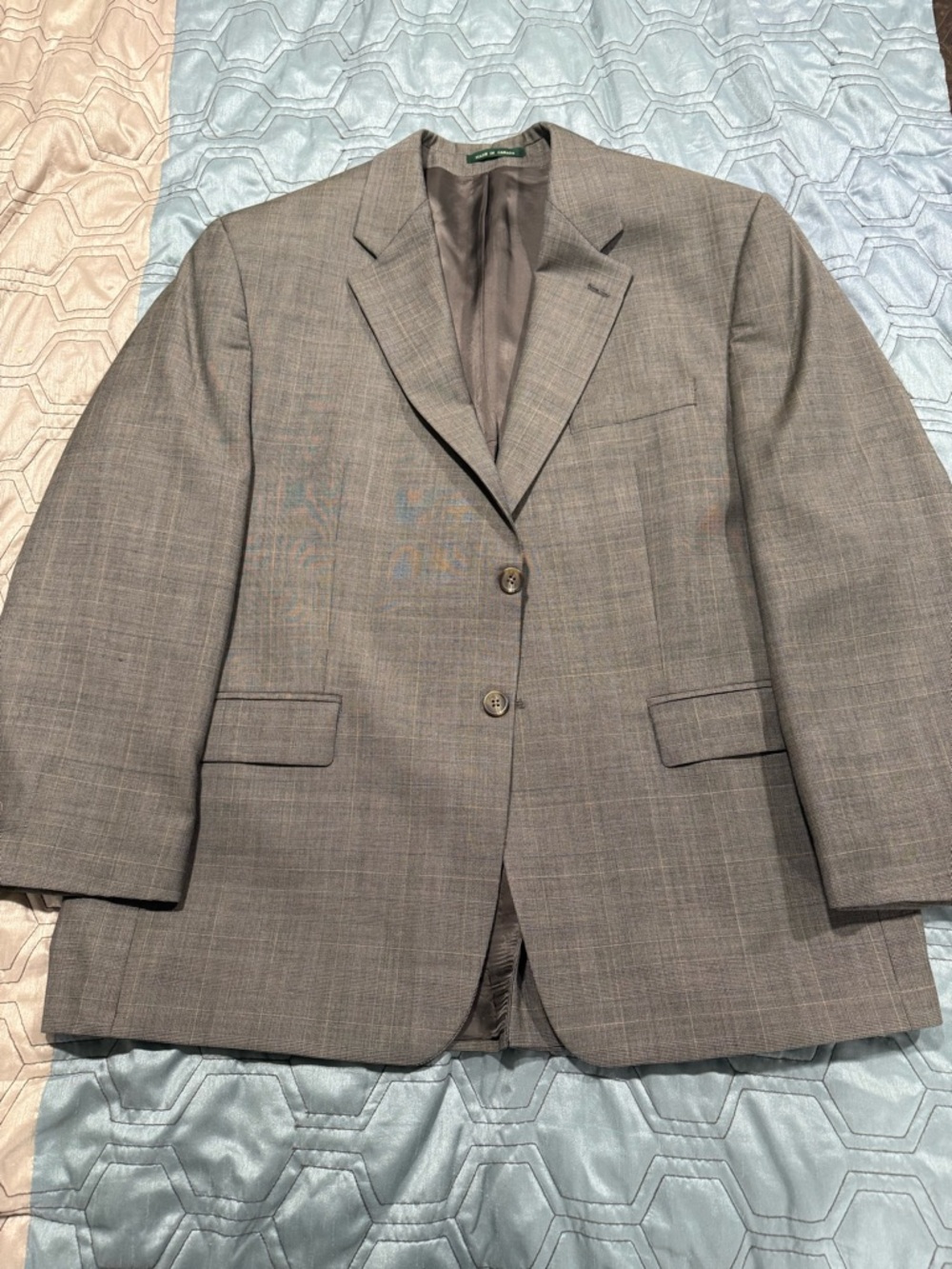 Lauren Ralph Lauren 44S 38x27 Gray Windowpane Check Wool Mens Jacket Pants Suit